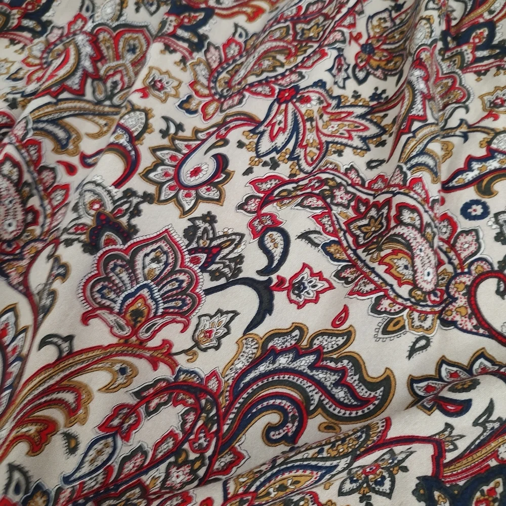 Vintage tan and red paisley print pleated skirt - Picture 8 of 9